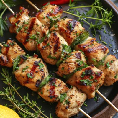 BROCHETTE DE FILET DE POULET MARINADE BASQUAISE : Barquette de 9 Pièce env. 200 gr / pièces - VO573
