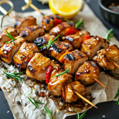 VO581 - BROCHETTE DE POULET BASQUAISE - Barquette de 2 pièces - 280 gr env.