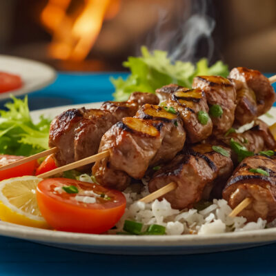 BROCHETTE DE DINDE ORIENTALE – Barquette de 2 pièces – 280 gr env. VO583